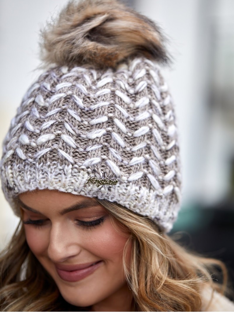 Cappuccino herringbone winter hat C13 - Online store - Boutique